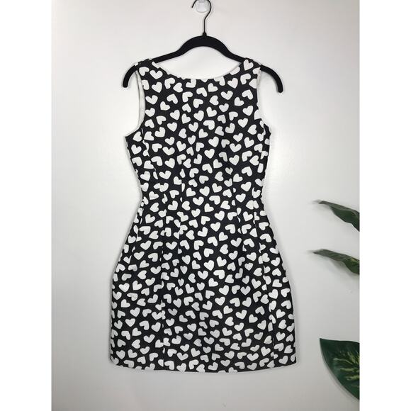 Kate Spade NWT 0 Dancing Hearts Domino Dress Black Cream Feminine Cute Date - Picture 1 of 14